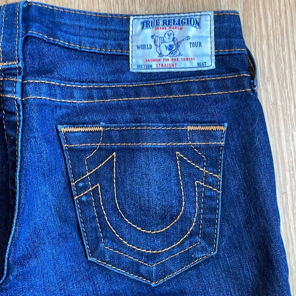True Religion Jeans, Size 27, 30” inseam, worn only a couple times, dark blue - Picture 5 of 5